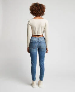 PIMKIE Jean Skinny Taille Basse Trashé -Urban Soldes 141641 683A06 portrait HD 4