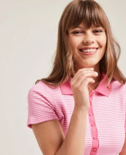 PIMKIE Polo Rayé En Maille Côtelée