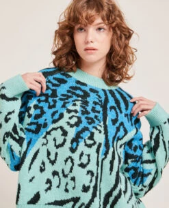 PIMKIE Pull Motif Léopard Fantaisie