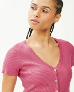 PIMKIE Top Boutonné Maille Côtelée