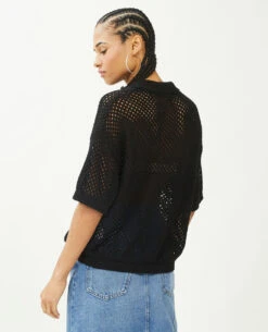 PIMKIE Top Col Polo Maille Ajourée -Urban Soldes 409724 899A08 portrait HD 4