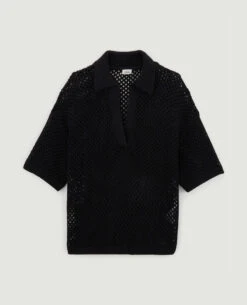 PIMKIE Top Col Polo Maille Ajourée -Urban Soldes 409724 899A08 portrait HD 5