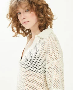 PIMKIE Top Col Polo Maille Ajourée