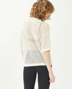 PIMKIE Top Col Polo Maille Ajourée -Urban Soldes 409724 935A09 portrait HD 4