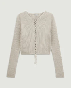 PIMKIE Top Maille Côtelée Avec Laçage -Urban Soldes 409765 E73A0E portrait HD 4