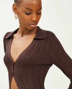 PIMKIE Gilet Long En Maille Côtelée Col Polo