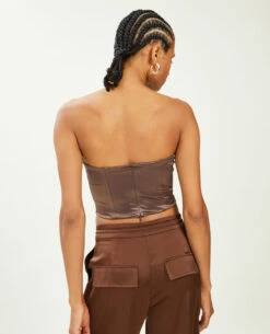 PIMKIE Corset Bustier En Tissu Satiné -Urban Soldes 409844 D34A07 portrait HD 4