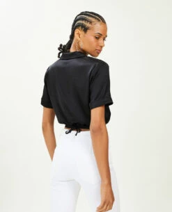 PIMKIE Chemise Cropped En Satin -Urban Soldes 562658 899A08 portrait HD 4