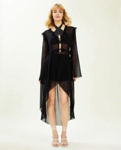 PIMKIE Longue Blouse Transparente Avec Volants -Urban Soldes 562698 899A08 portrait HD 3