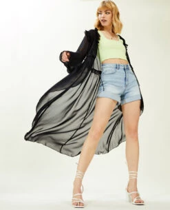 PIMKIE Longue Blouse Transparente Avec Volants -Urban Soldes 562698 899A08 portrait HD 6