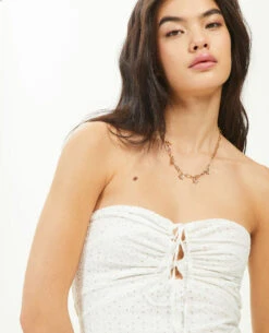 PIMKIE Robe Courte Bustier Avec Broderie Anglaise