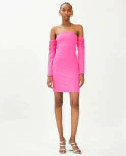 PIMKIE Robe Courte En Maille Encolure Bardot -Urban Soldes 781952 H16A02 portrait HD 3