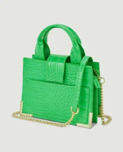 PIMKIE Sac Boxy Effet Croco Verni